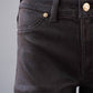 Dunkelbraune, beschichtete Bootcut-Jeans