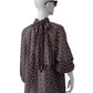 Dunkelbraune gepunktete Bluse