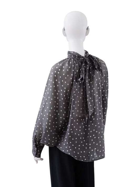 Graue transparente Punkte-Bluse mit Schleife von SoSue – Ansicht 7