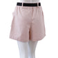Rosafarbene Sweat-Shorts mit schwarzem Gürtel