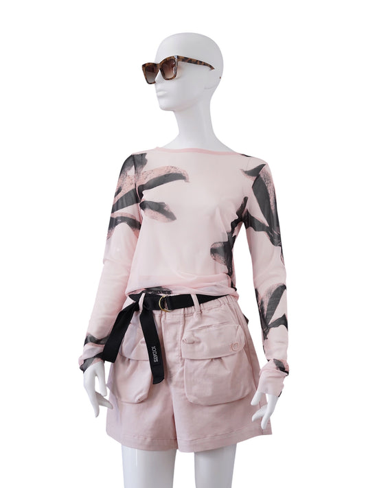 Transparentes Mesh-Shirt mit Pinselstrich-Print von 10days