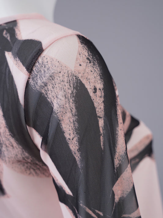 Transparentes Mesh-Shirt mit Pinselstrich-Print von 10days – Ansicht 3