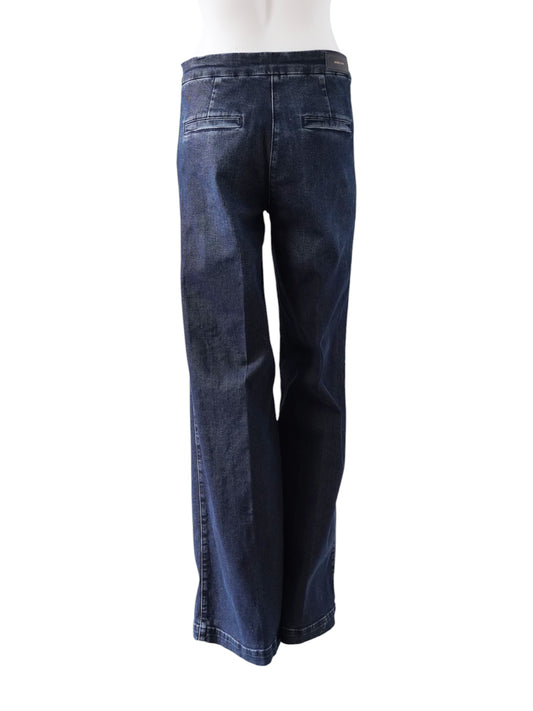Dunkelblaue Sailor-Jeans „Bridget“ mit goldenen Knöpfen von Seductive – Ansicht 4
