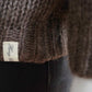 Grau/Cremefarbener, gestreifter Turtleneck aus Cashmere und Seide