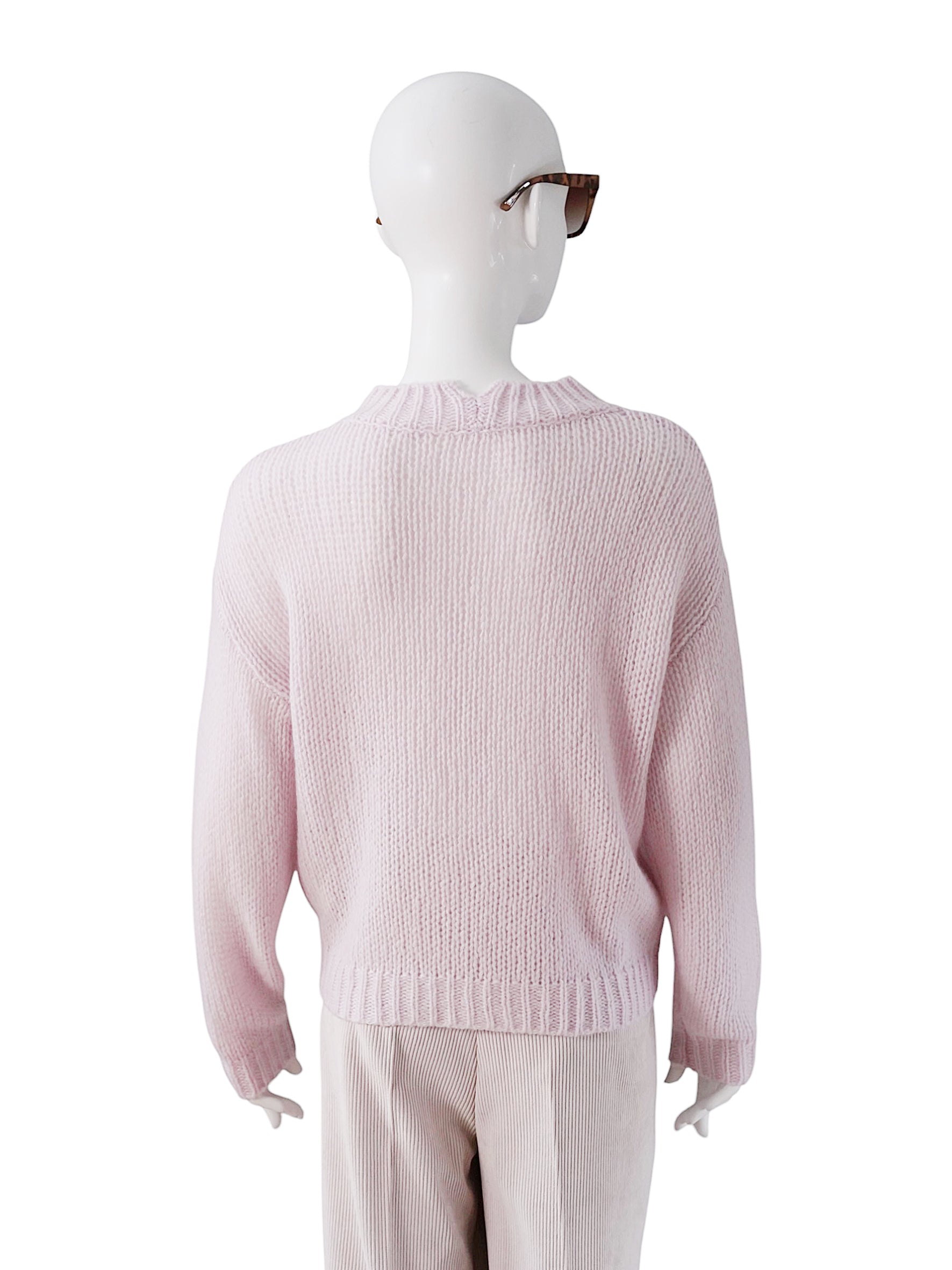 Roséfarbener Oversize-Grobstrick-Pullover aus Cashmere und Seide von Henry Christ – Ansicht 4