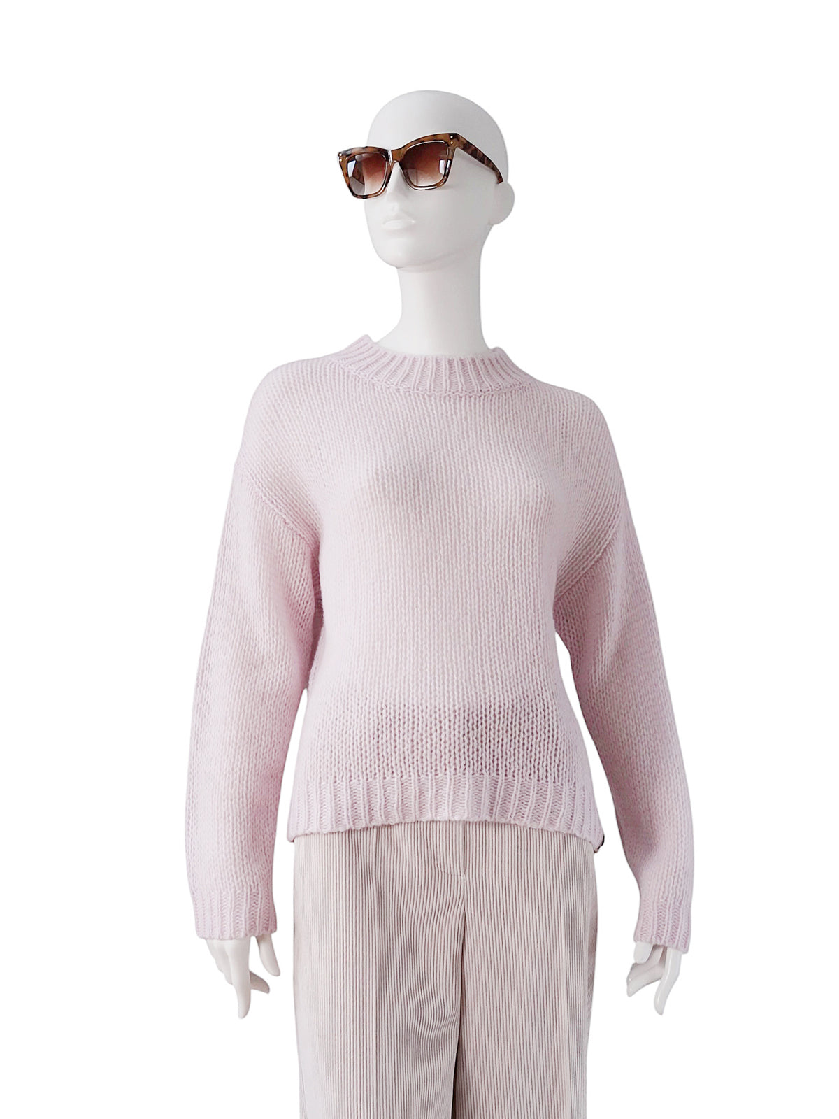 Roséfarbener Oversize-Grobstrick-Pullover aus Cashmere und Seide von Henry Christ – Ansicht 5