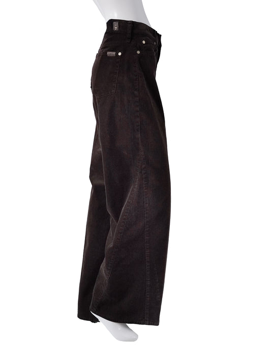 Dunkelbraune, weite Cordhose von 7 For All Mankind – Ansicht 4