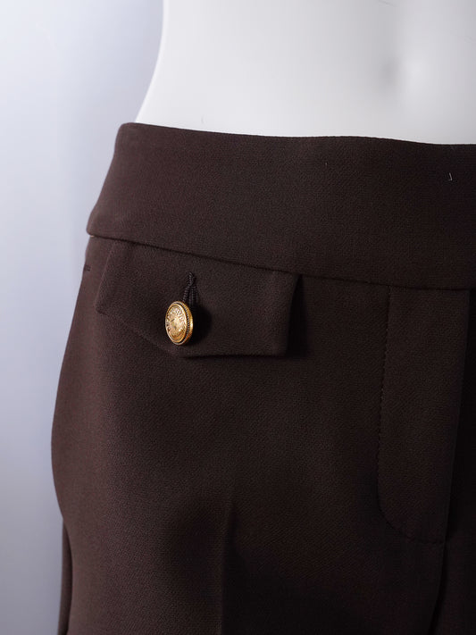 Dunkelbraune Ankle-Hose „Inez“ mit Goldknöpfen von Seductive – Ansicht 4