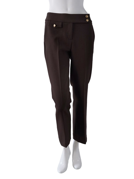 Dunkelbraune Ankle-Hose „Inez“ mit Goldknöpfen von Seductive