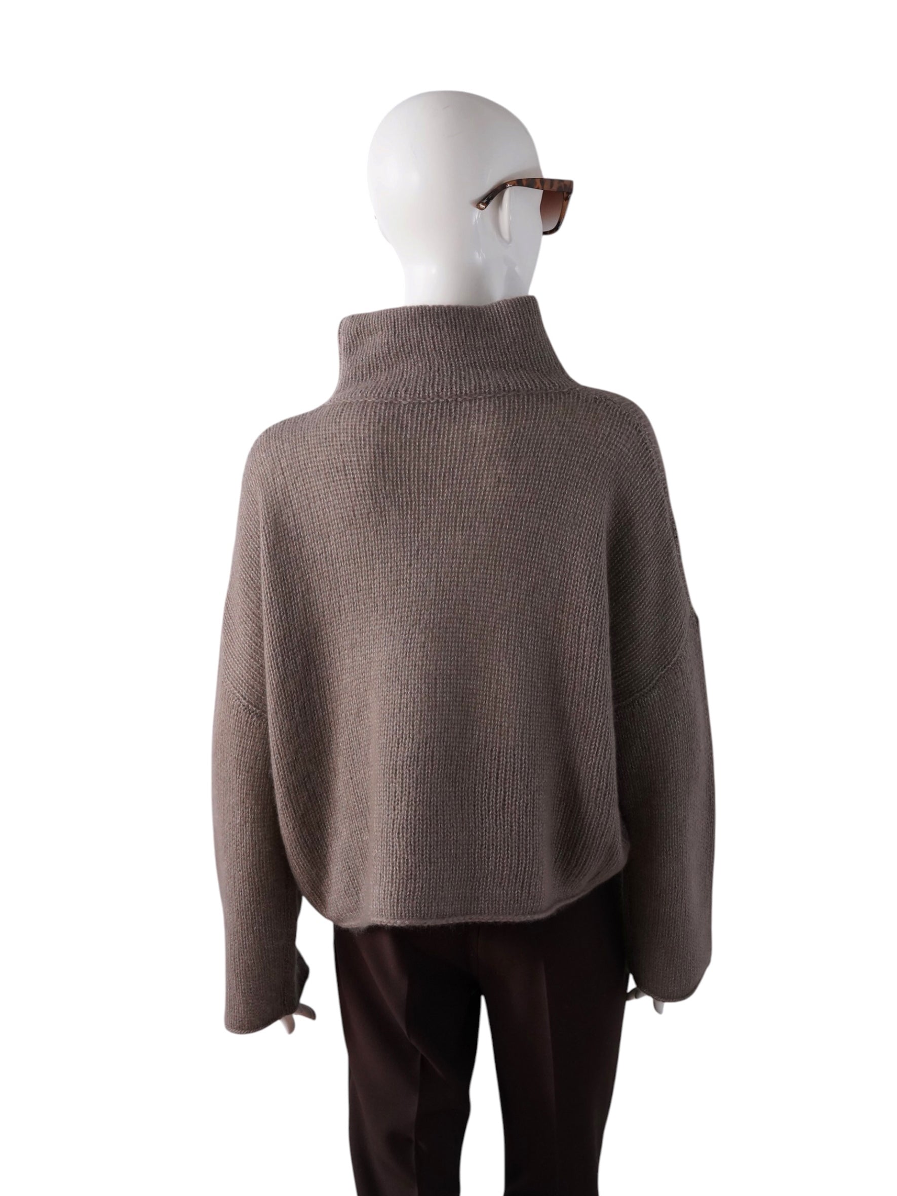 Taupefarbener, cropped Turtleneck aus Cashmere und Seide von FFC – Ansicht 3