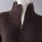 Dunkelbraune, gerippte Strickjacke aus Wolle und Cashmere