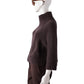 Dunkelbraune, gerippte Strickjacke aus Wolle und Cashmere