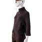 Dunkelbraune, gerippte Strickjacke aus Wolle und Cashmere