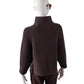 Dunkelbraune, gerippte Strickjacke aus Wolle und Cashmere