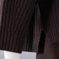 Dunkelbraune, gerippte Strickjacke aus Wolle und Cashmere
