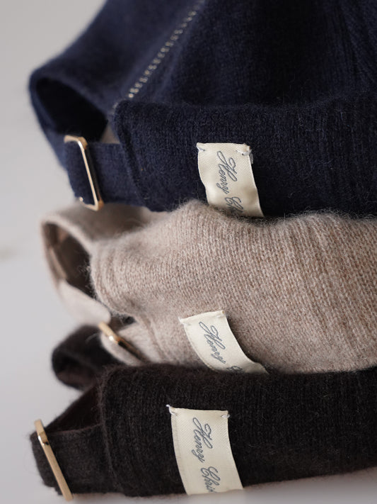 Dunkelblaues Kaschmir-Basecap von Henry Christ – Ansicht 2