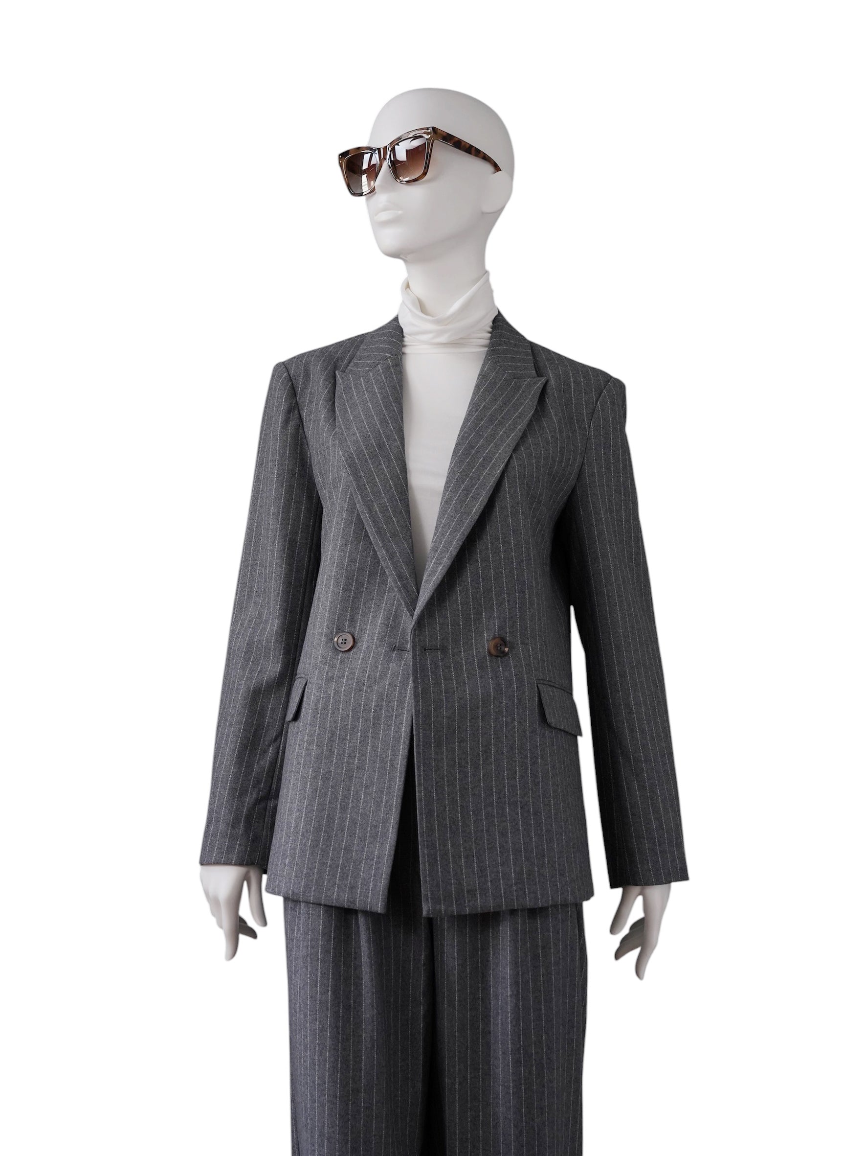 Grauer zweireihiger Nadelstreifen-Blazer von Alcidia da Veiga