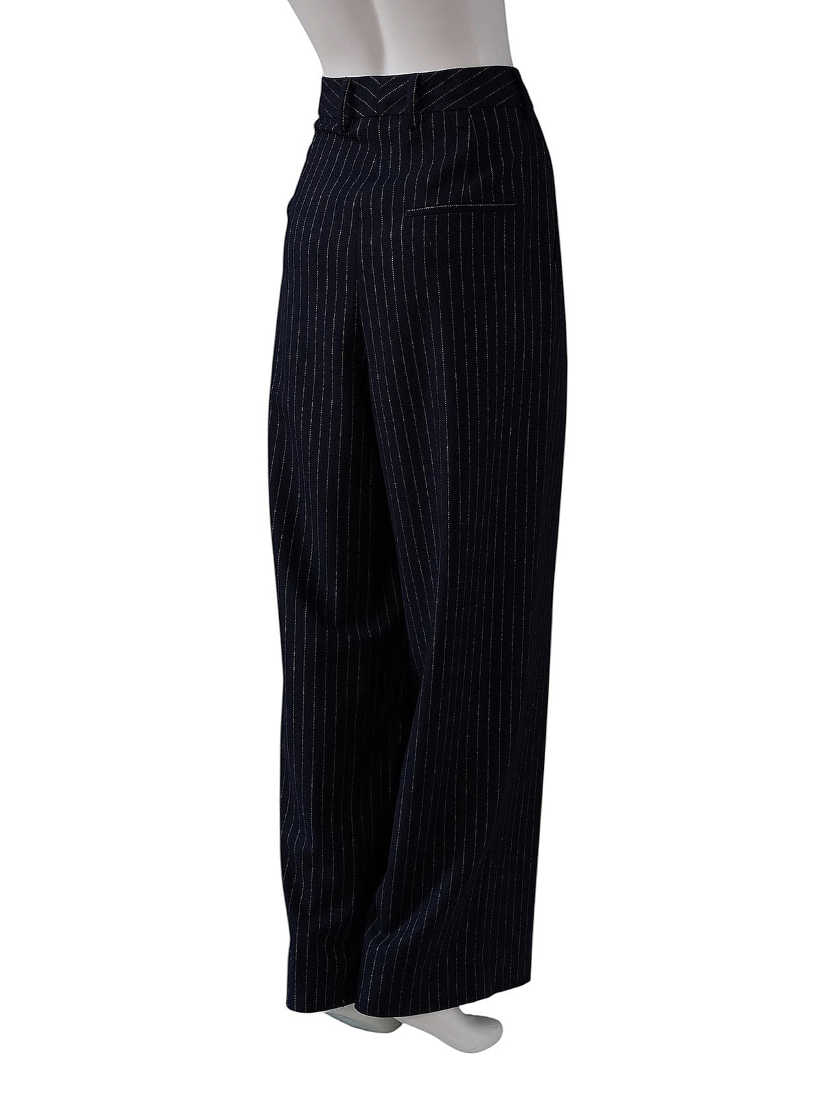 Dunkelblaue Nadelstreifen-Hose mit Bundfalte von Alcidia da Veiga – Ansicht 5