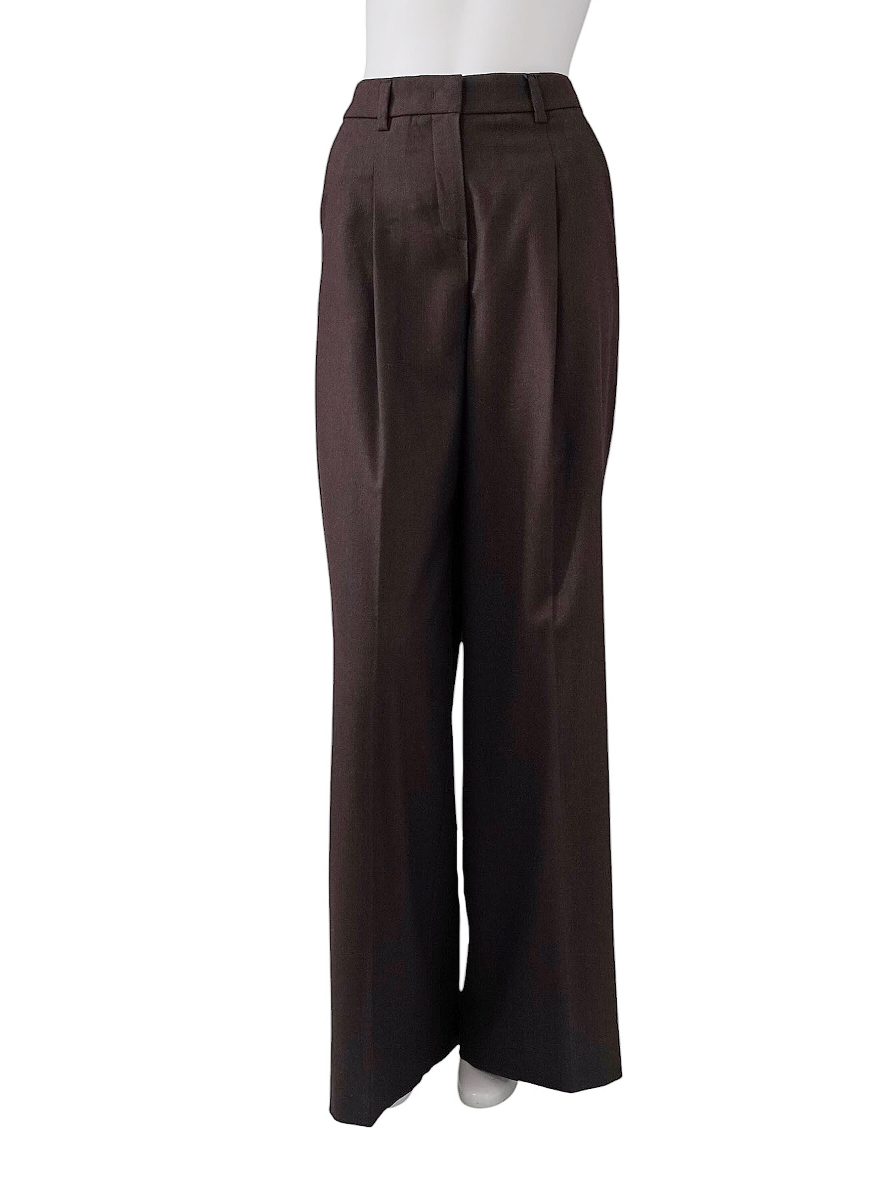Dunkelbraune Wollhose "Chrissy" mit Bundfalte von Seductive