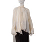 Cremefarbene Chiffon-Bluse mit Schluppe und Volantärmeln von Semicouture – Ansicht 6