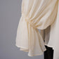 Cremefarbene Chiffon-Bluse mit Schluppe und Volantärmeln von Semicouture – Ansicht 3