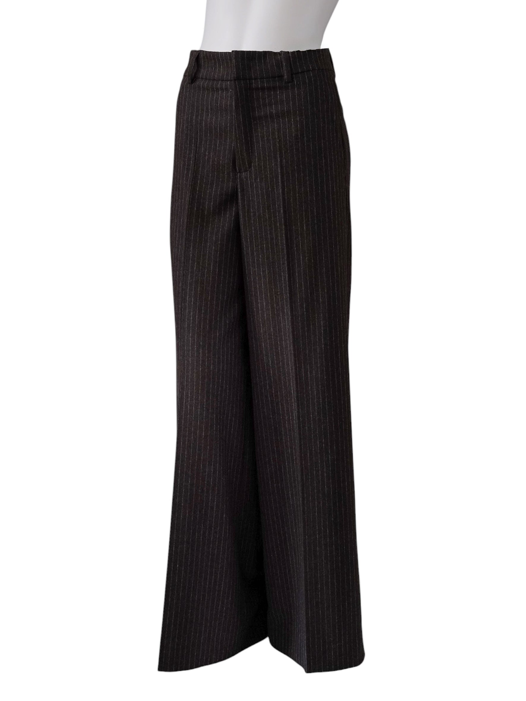 Dunkelbraune Nadelstreifen-Hose "Ivon" mit weitem Bein von Rossi