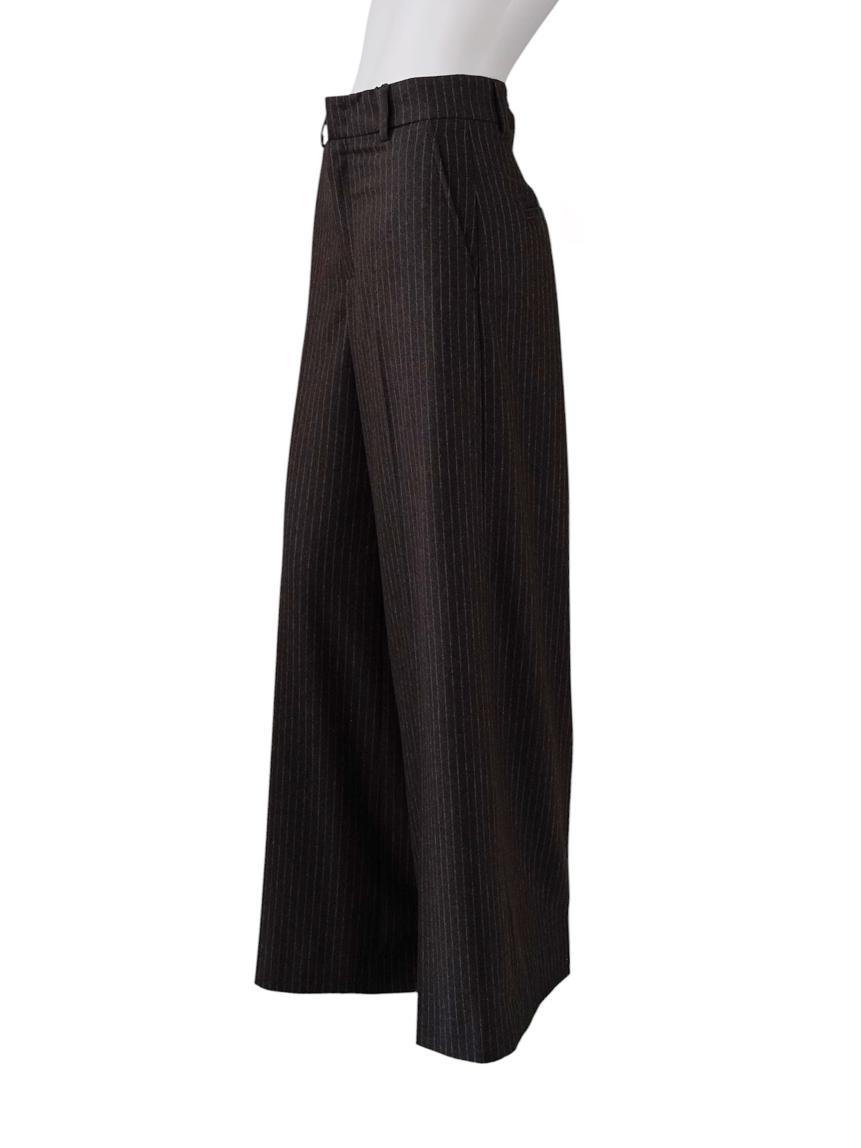 Dunkelbraune Nadelstreifen-Hose "Ivon" mit weitem Bein von Rossi – Ansicht 2