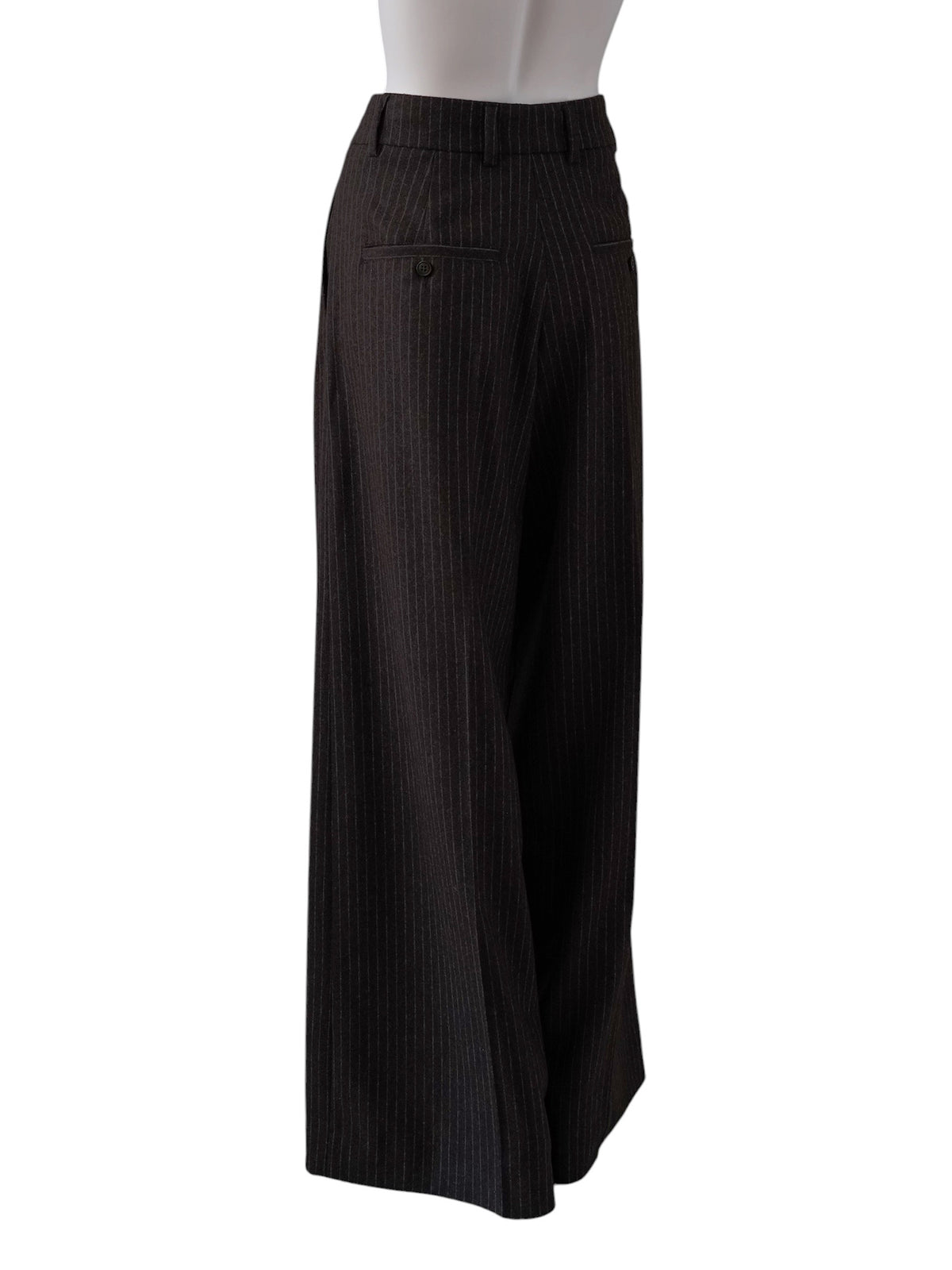 Dunkelbraune Nadelstreifen-Hose "Ivon" mit weitem Bein von Rossi – Ansicht 4