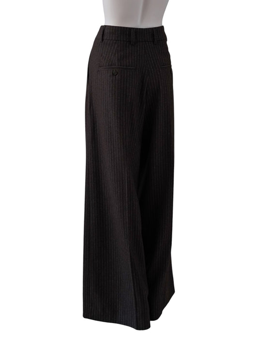 Dunkelbraune Nadelstreifen-Hose "Ivon" mit weitem Bein von Rossi – Ansicht 4