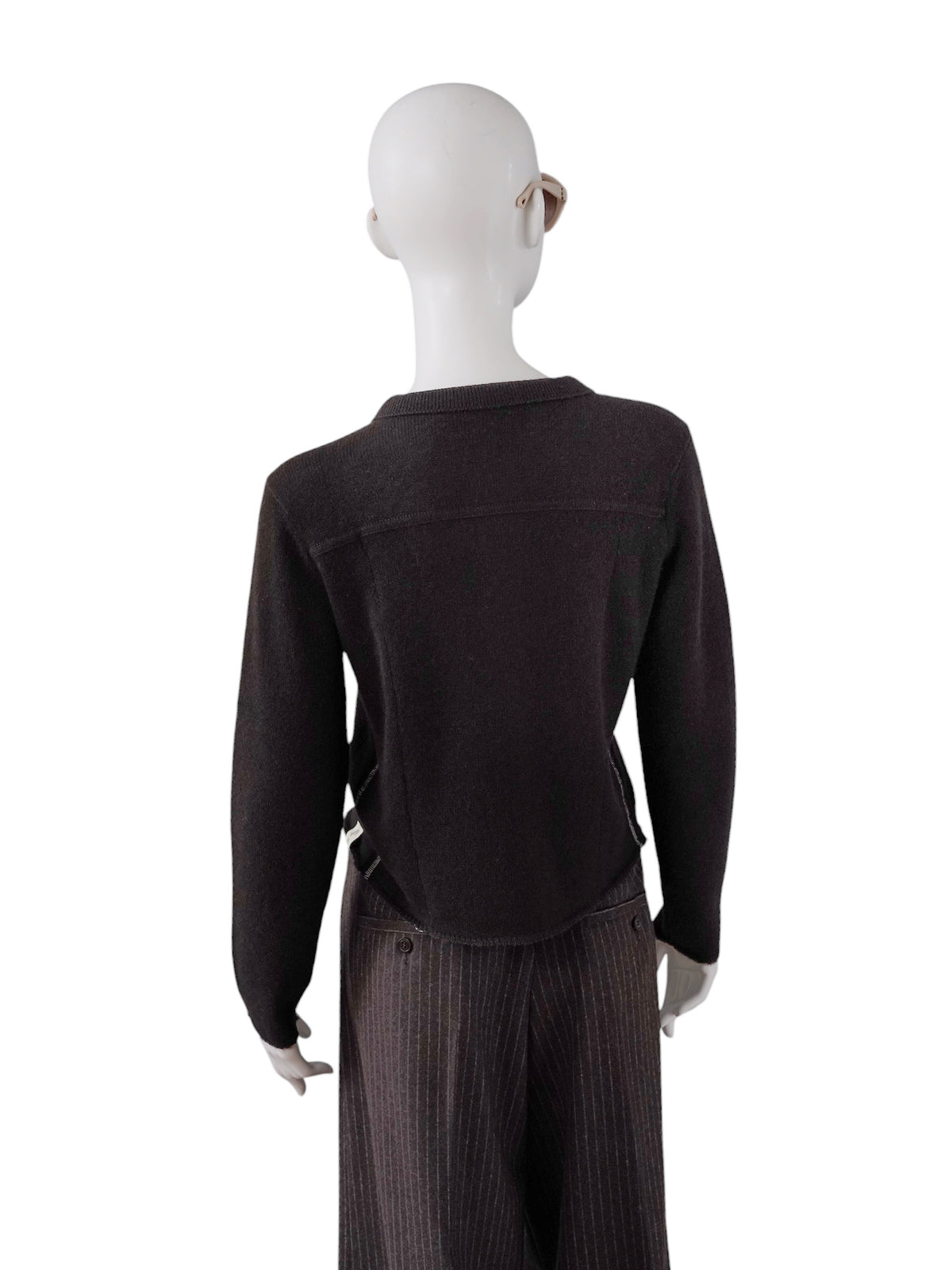 Dunkelbraune Strickjacke aus Cashmere und Cotton von Henry Christ – Ansicht 4