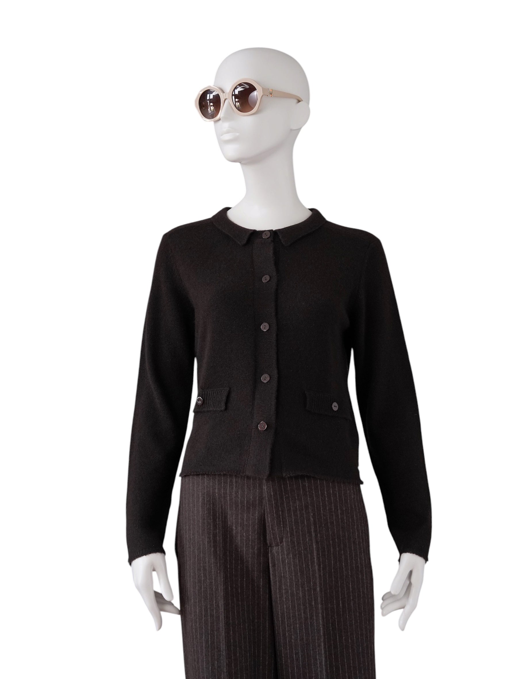 Dunkelbraune Strickjacke aus Cashmere und Cotton von Henry Christ