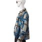 Blau-salbeifarben karierte Seidenbluse mit Pinselstrich-Muster von ODEEH – Ansicht 2
