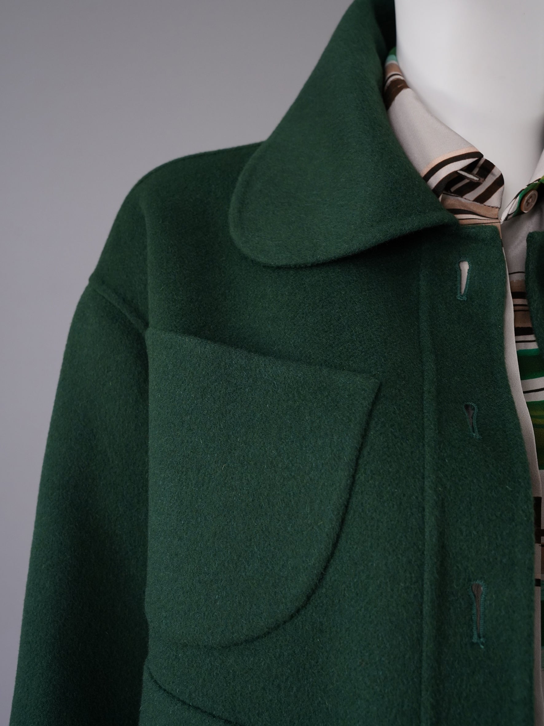 Dunkelgrüne Double-Face-Jacke aus Wolle und Cashmere von ODEEH – Ansicht 4