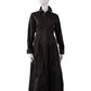 Dunkelbraunes Hemdblusenkleid mit Biesen und Faltenrock von ODEEH
