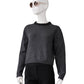 Anthrazitfarbener Pullover mit perlenbesetztem Ausschnitt von Semicouture