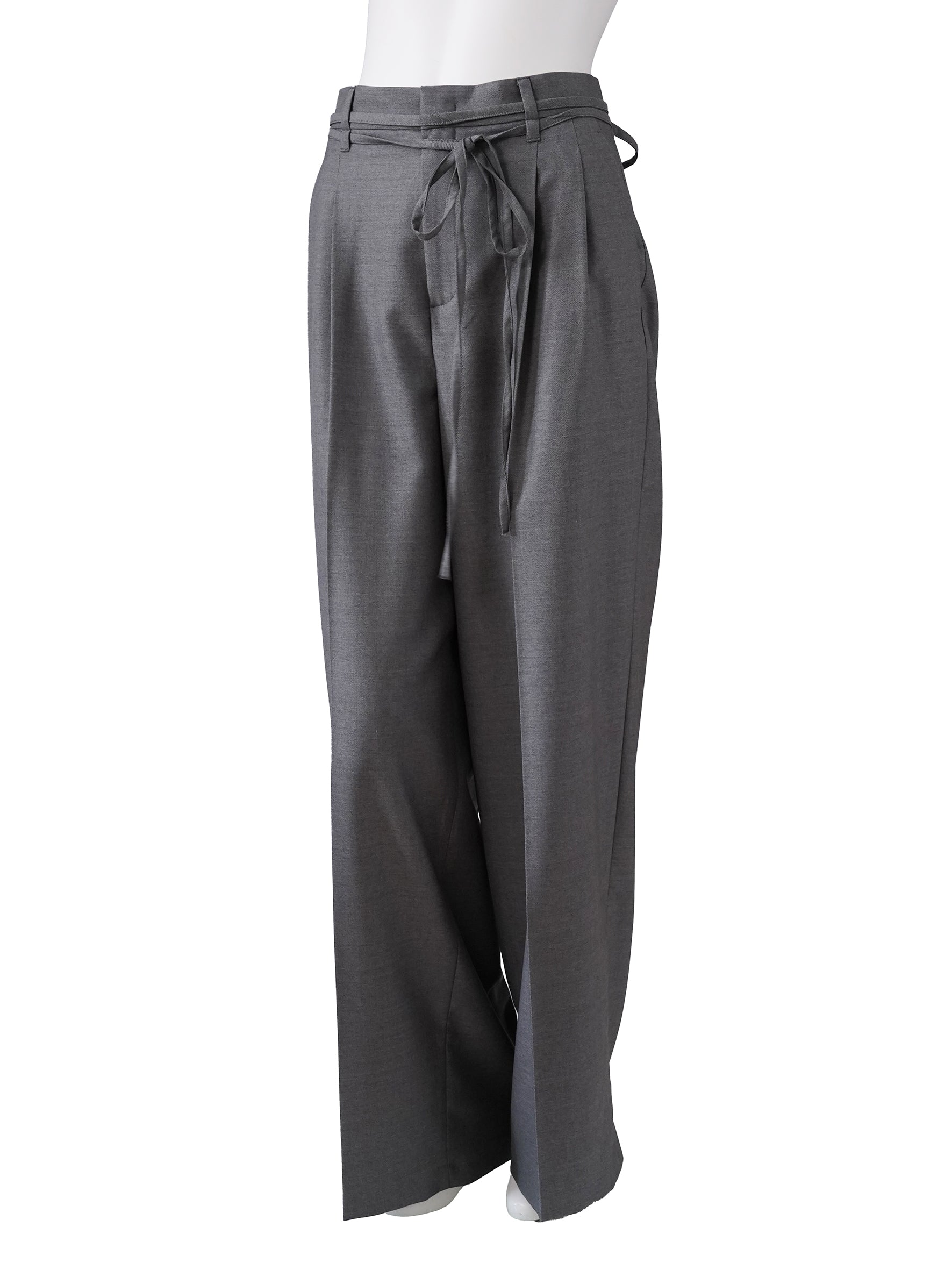 Graue Wollhose "Noa" mit Bindegürtel und Bundfalte von Rossi
