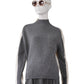 Zweifarbiger Stehkragenpullover in Grau und Wollweiß von Semicouture