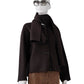 Schokoladenbraune Wolljacke mit abnehmbarem Schal von FFC