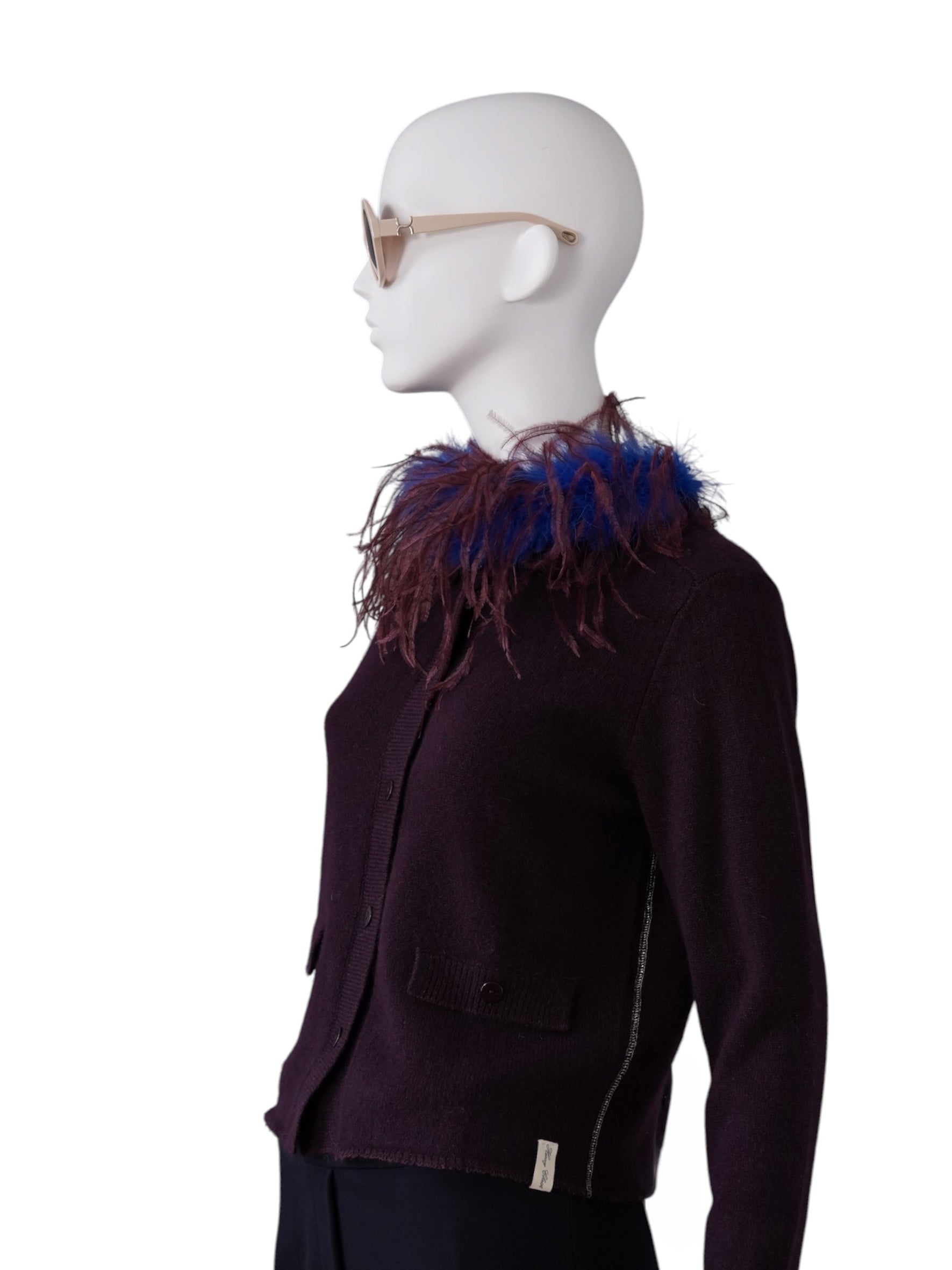 Bordeauxfarbene Strickjacke aus Cashmere und Cotton von Henry Christ – Ansicht 3