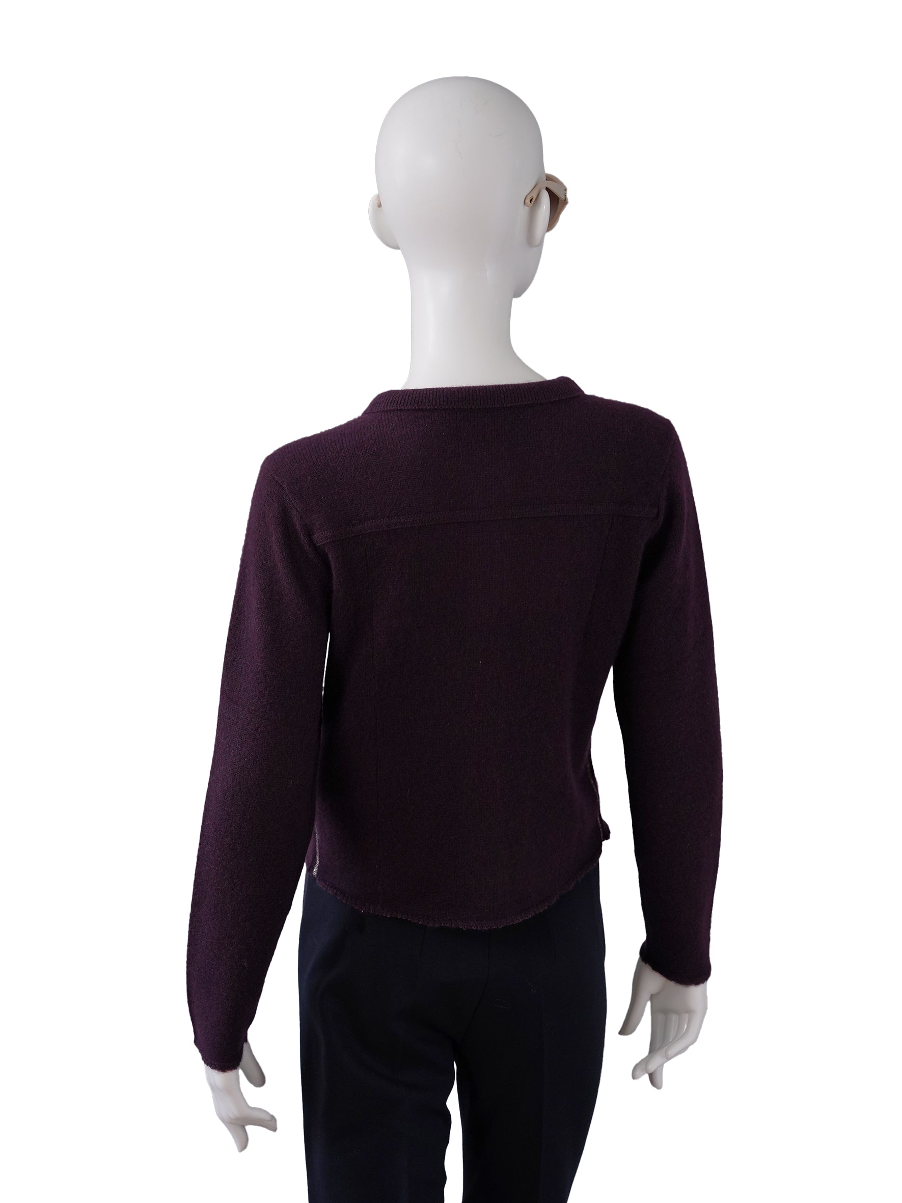 Bordeauxfarbene Strickjacke aus Cashmere und Cotton von Henry Christ – Ansicht 6