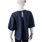 Dunkelblaue Seidenbluse von Alcidia da Veiga – Ansicht 6