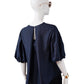 Dunkelblaue Seidenbluse von Alcidia da Veiga – Ansicht 5