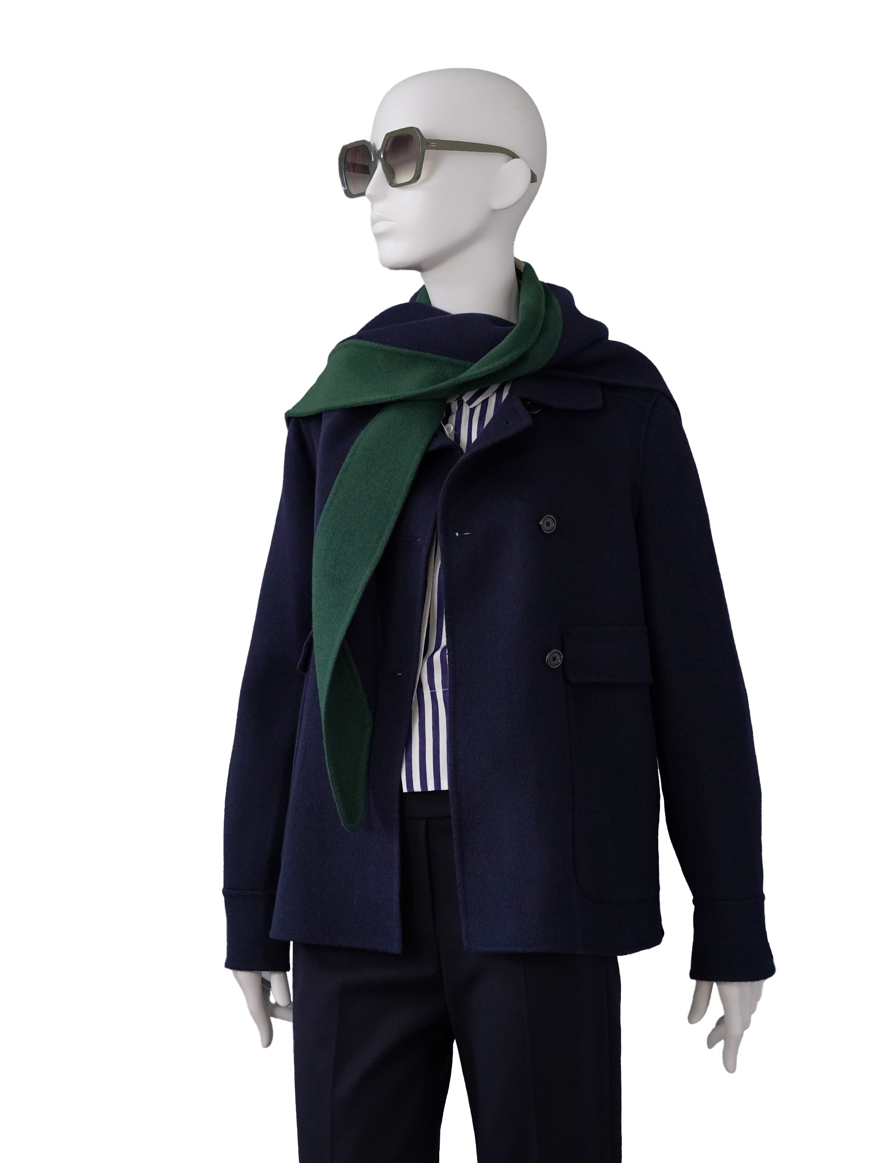 Dunkelblaue Double-Face Cabanjacke aus Wolle und Cashmere von ODEEH