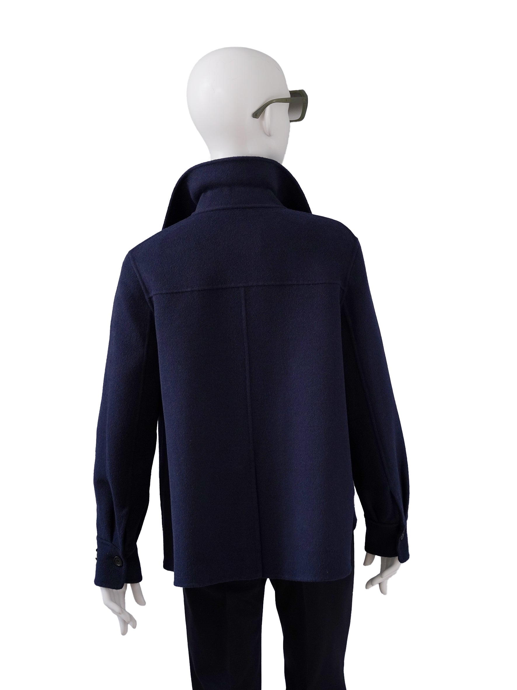 Dunkelblaue Double-Face Cabanjacke aus Wolle und Cashmere von ODEEH – Ansicht 5