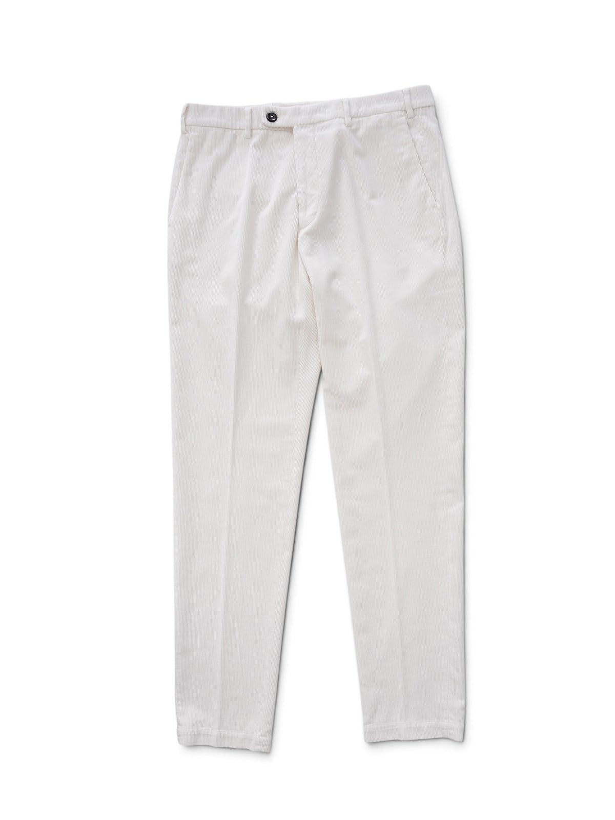 Cremefarbene Cordhose von Michael Coal – geöffneter Bund mit One-More-Size-Stretchband