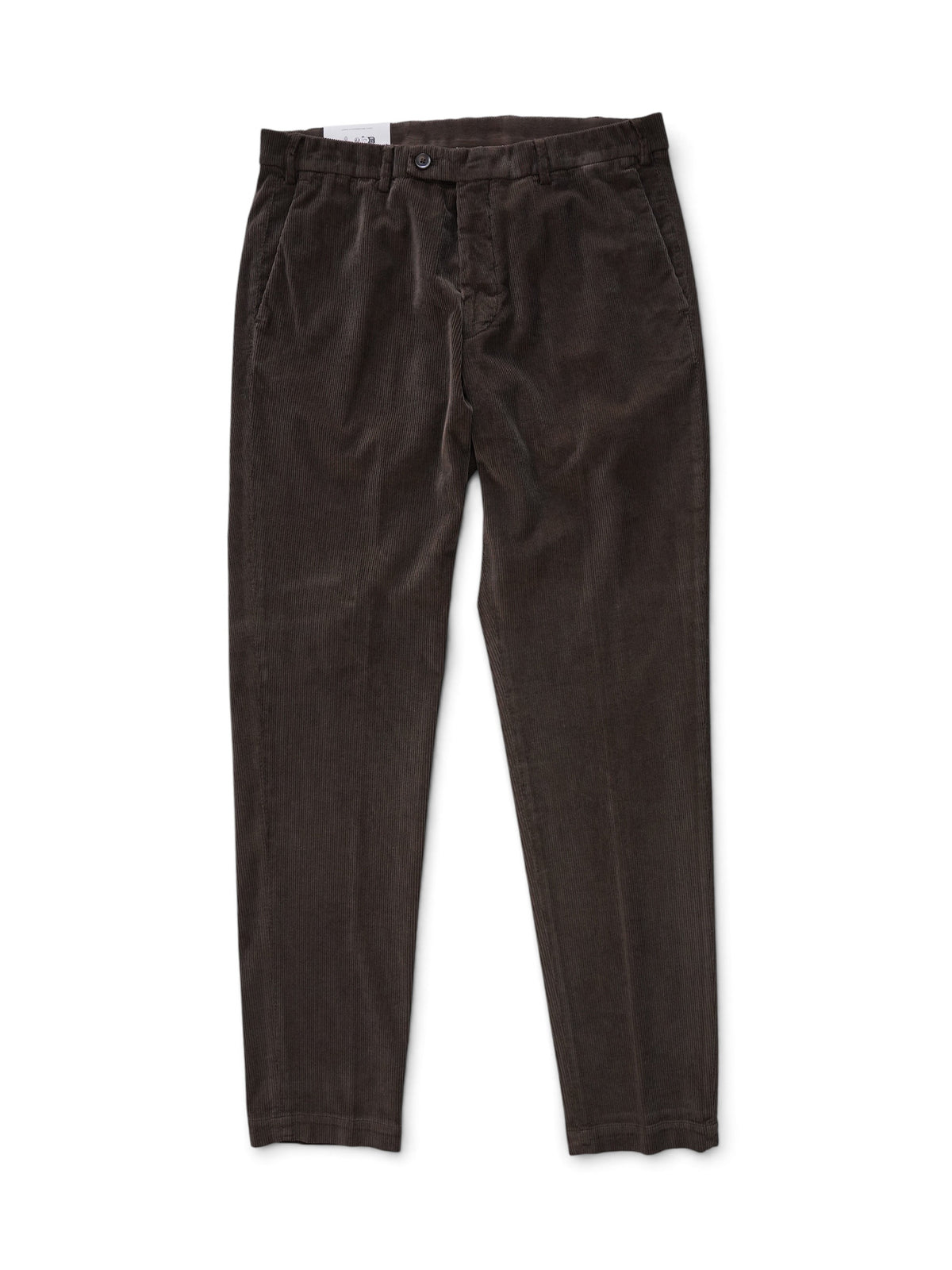 Dunkelbraune Cordhose von Michael Coal – geöffneter Bund mit One-More-Size-Stretchband
