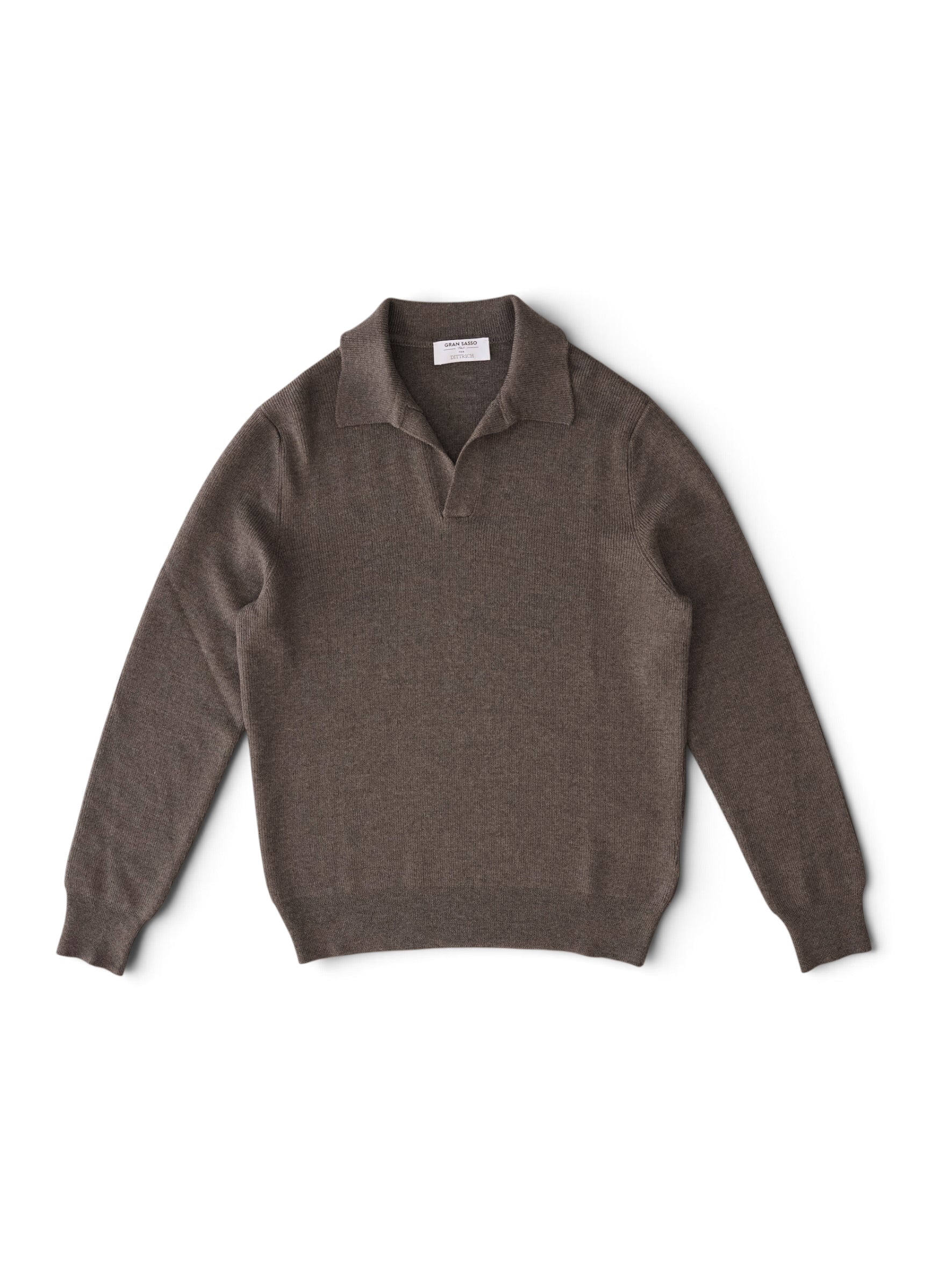 Taupefarbenes Strick-Polo mit offenem Kragen von Gran Sasso