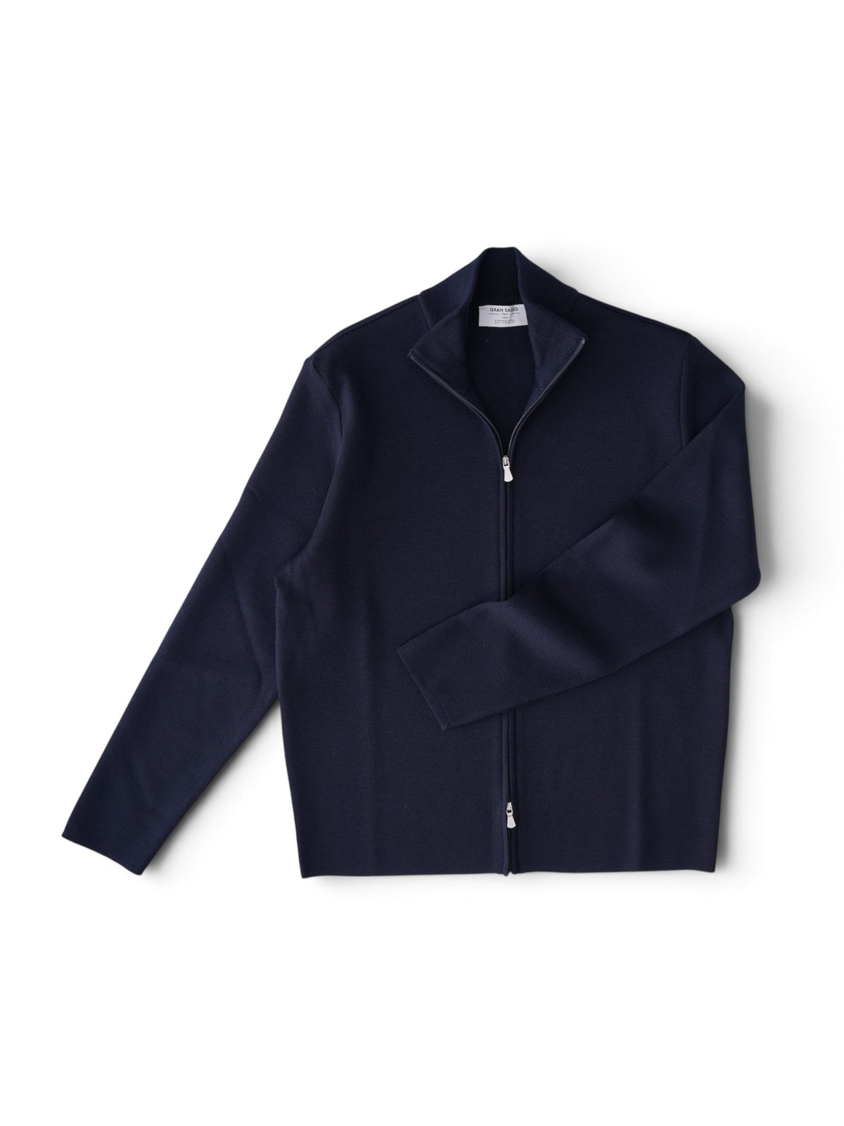 Dunkelblaue Strickjacke mit Reißverschluss von Gran Sasso – Ansicht 2