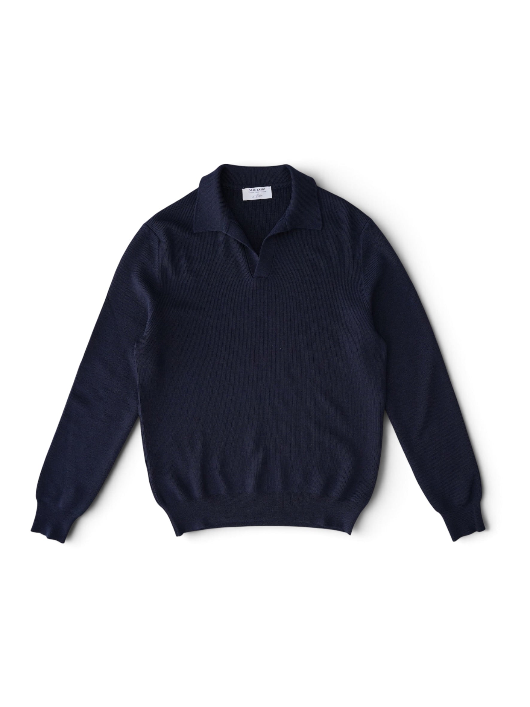 Dunkelblaues Strick-Polo mit offenem Kragen von Gran Sasso