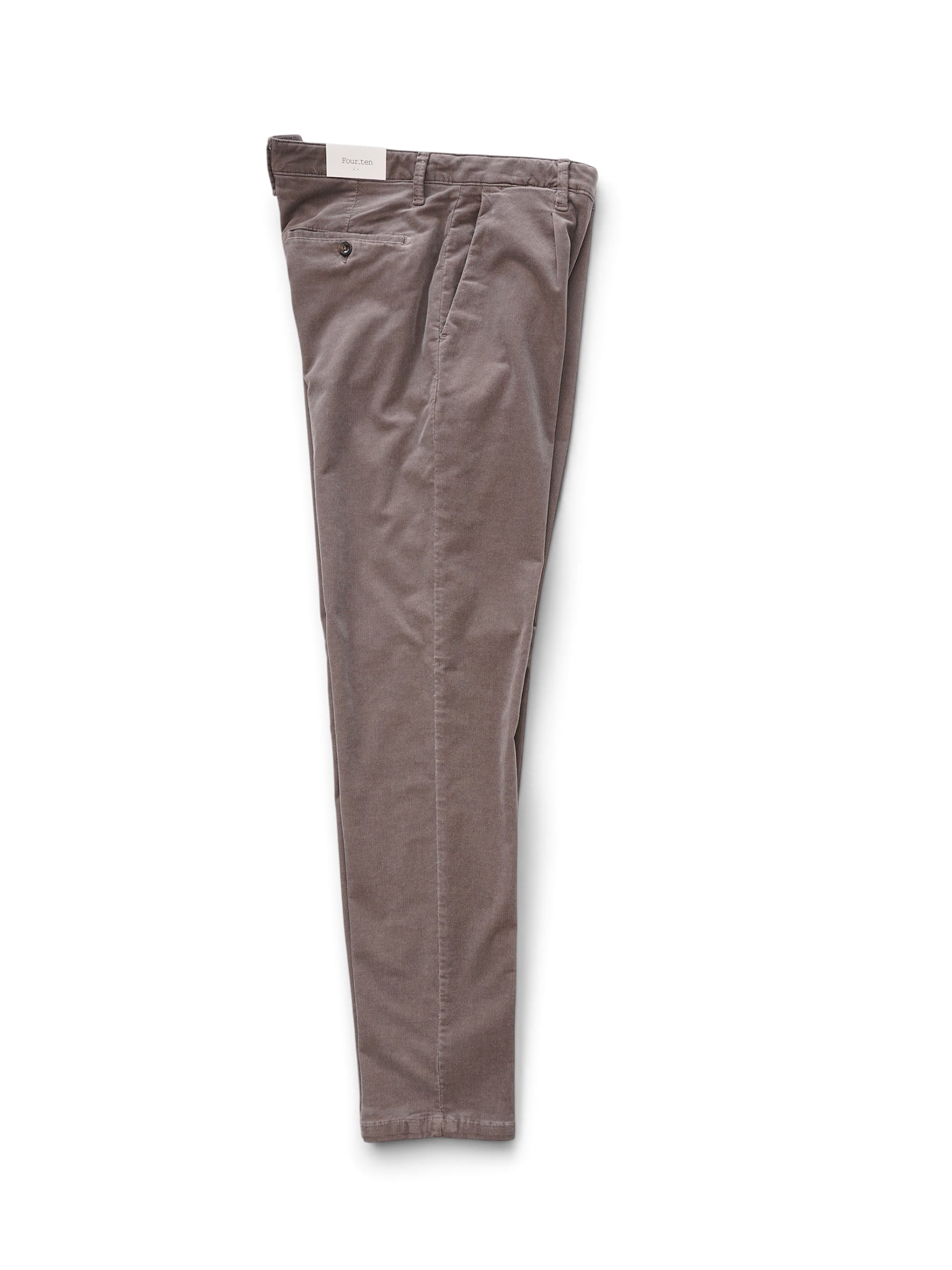 Hellbraune Feincord-Hose mit Bundfalte von Four.ten – Ansicht 3